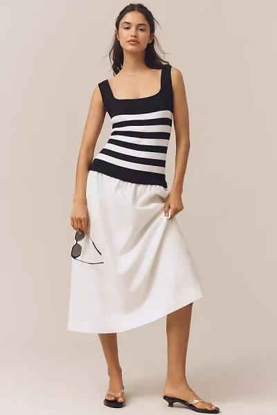 Central Park West Sienna Squareneck Twofer Midi Dress In Multi