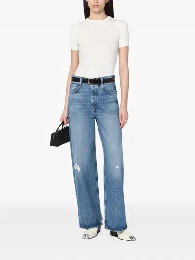 Calvin Klein Ribbed Crew Neck Plain Short Sleeve Top In White