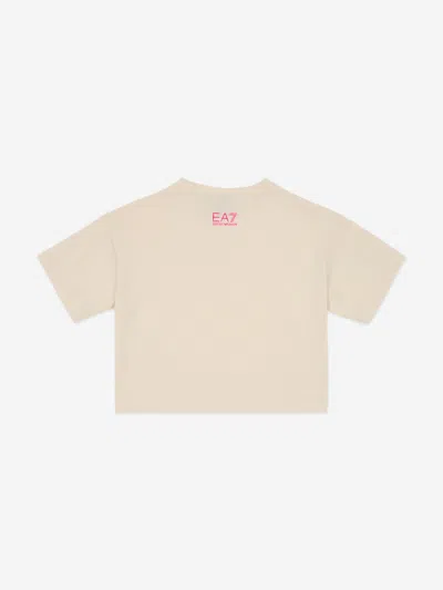 Ea7 Girls Logo T-shirt In Neutral