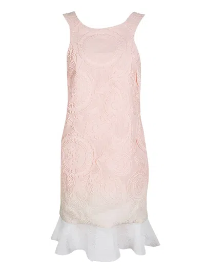 Pre-owned Ermanno Scervino Vintage Jacquard Ruffled Dress