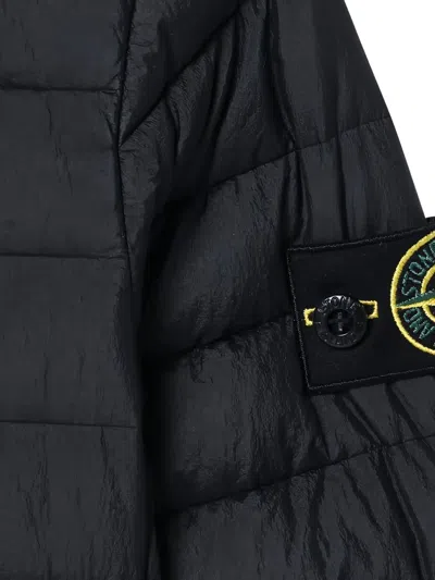 Stone Island Hooded Quilted Jacket In Black