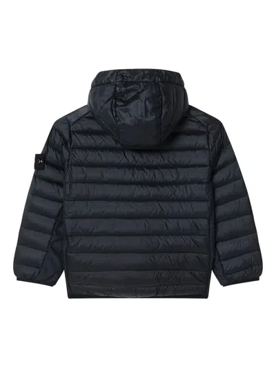 Stone Island Black Hooded Down Jacket In Black