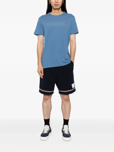 Polo Ralph Lauren Light Blue Cotton Short Sleeve T-shirt With Logo In Blue