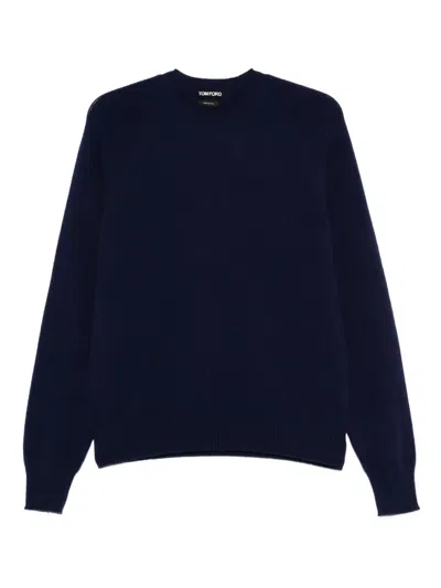 Tom Ford Wool-cashmere Sweater In Blue