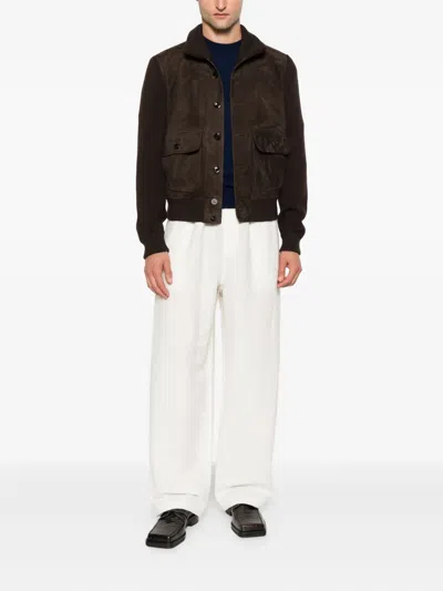 Tom Ford Mens Deep Brown Funnel-neck Ribbed-sleeve Suede And Wool Jacket In Brown