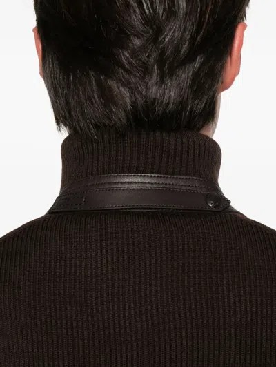 Tom Ford Mens Deep Brown Funnel-neck Ribbed-sleeve Suede And Wool Jacket In Brown