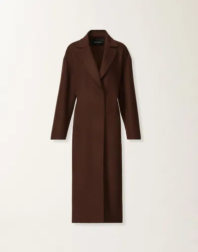 Fabiana Filippi Waist Belt Long Sleeve Lapel Pocket Coat In Brown