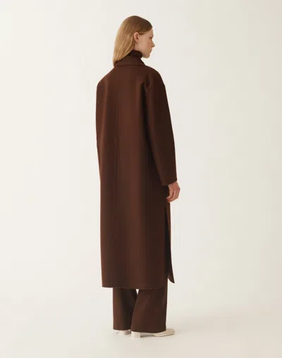 Fabiana Filippi Waist Belt Long Sleeve Lapel Pocket Coat In Brown