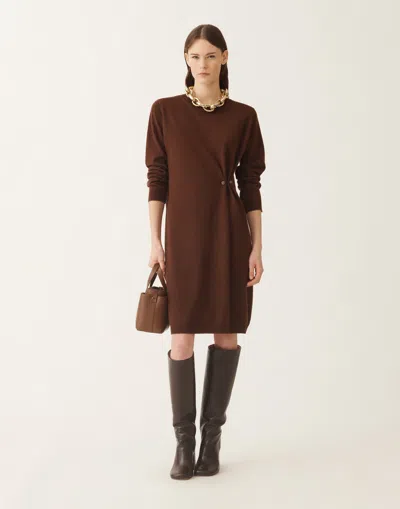 Fabiana Filippi Button-detail Side-twist Dress In Brown
