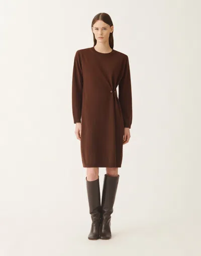 Fabiana Filippi Button-detail Side-twist Dress In Brown