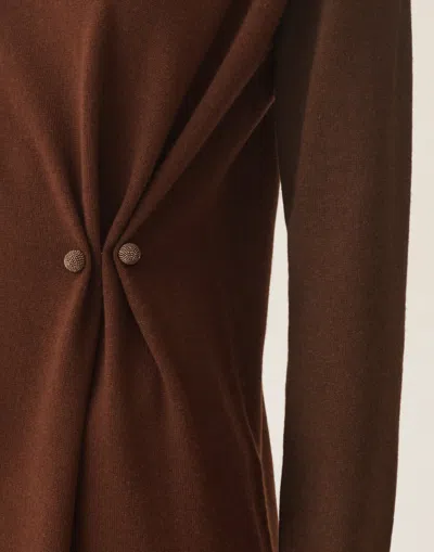 Fabiana Filippi Button-detail Side-twist Dress In Brown