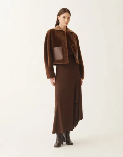 Fabiana Filippi Leather-panel Shearling Jacket In Brown
