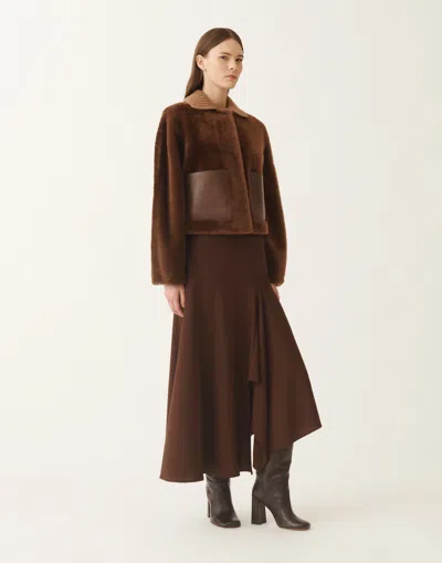 Fabiana Filippi Leather-panel Shearling Jacket In Brown