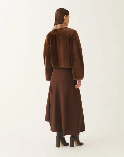 Fabiana Filippi Leather-panel Shearling Jacket In Brown