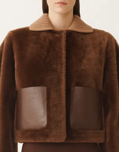 Fabiana Filippi Leather-panel Shearling Jacket In Brown