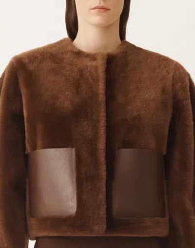 Fabiana Filippi Leather-panel Shearling Jacket In Brown