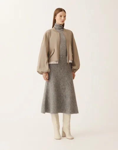Fabiana Filippi Extra-fine Twill Bomber Jacket In Neutral