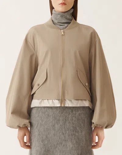 Fabiana Filippi Extra-fine Twill Bomber Jacket In Neutral