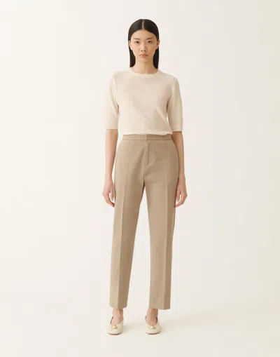 Fabiana Filippi Montefalco Cotton Gabardine Trousers In Neutral
