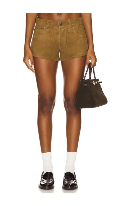 Eb Denim Portman Suede Low-rise Shorts In Brown