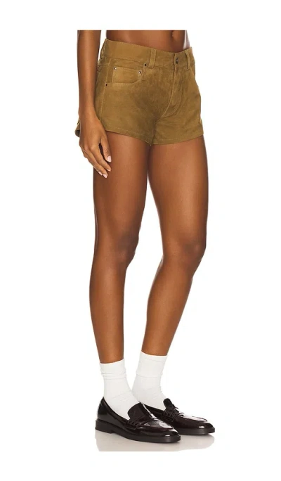 Eb Denim Portman Suede Low-rise Shorts In Brown