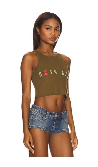 Boys Lie Cadet Bee Gee Rib Crop Tank In Brown