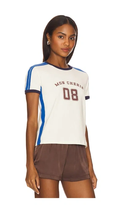 Lioness Mon Cherie Graphic Contrast Side Stripe Baby Tee In White
