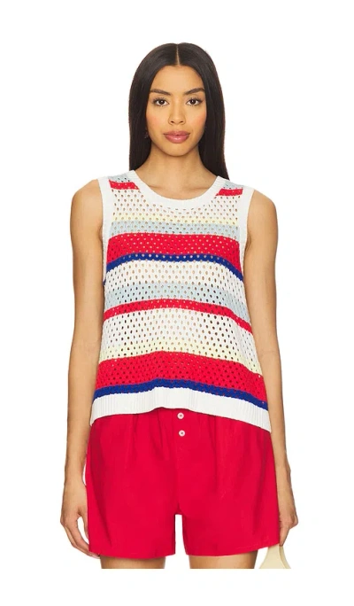 Sundry Sundr Tie Back Stripe Tank Sweater In Red