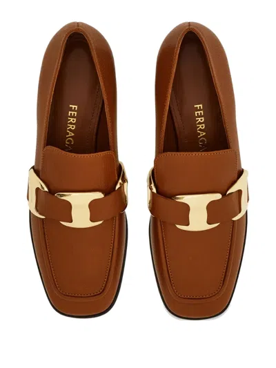 Ferragamo Vara Leather Loafers In Brown