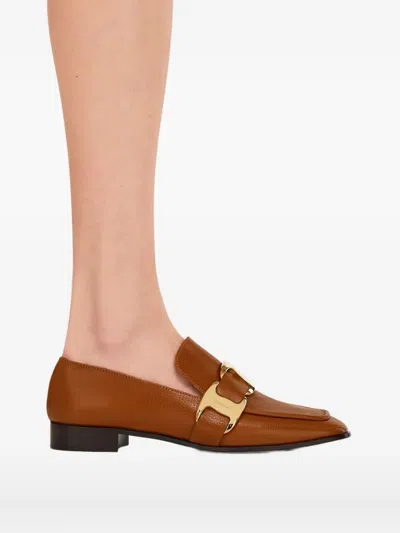 Ferragamo Vara Leather Loafers In Brown