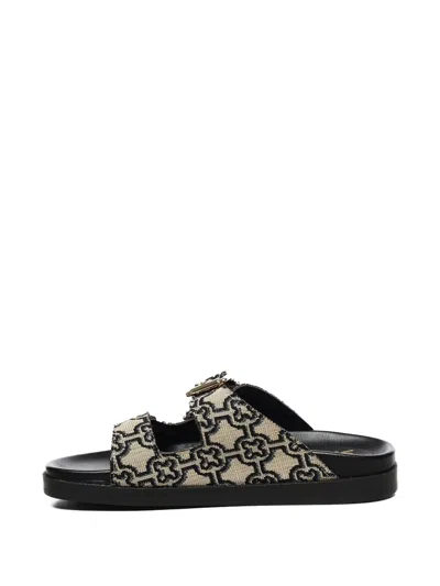 V73 Double-buckle Monogram Sandals In Black
