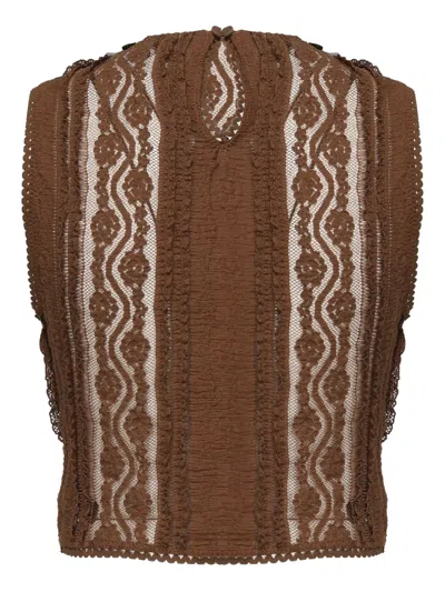 Charo Ruiz Lace-detail Sleeveless Top In Brown
