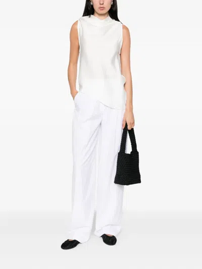 Theory Pinstripe Trousers In White