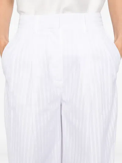Theory Pinstripe Trousers In White