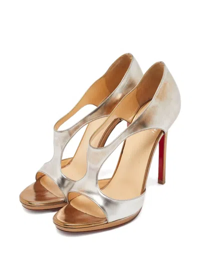 Pre-owned Christian Louboutin 110mm T-strap Leather Sandals