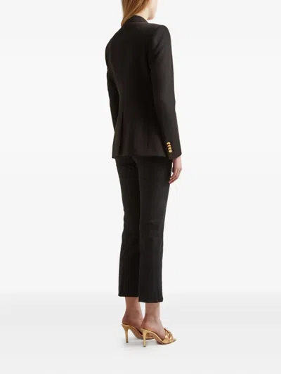 Tagliatore Double-breasted Wool Jacket Peak Lapels In Black