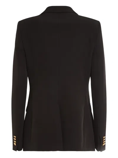 Tagliatore Double-breasted Wool Jacket Peak Lapels In Black
