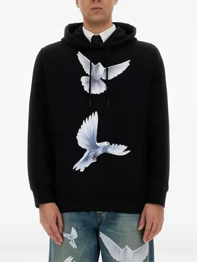 鸽子印花连帽衫