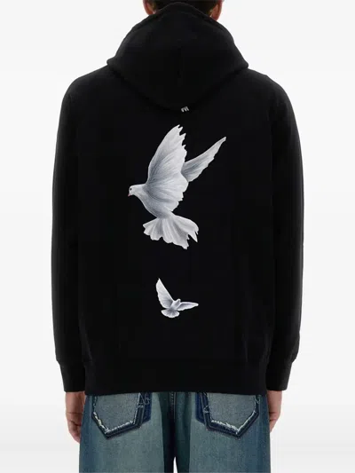 鸽子印花连帽衫