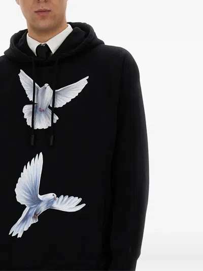 鸽子印花连帽衫