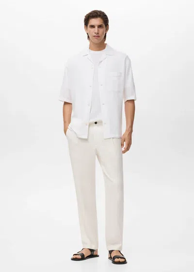 Mango Man Straight-fit Pleated Trousers Off White