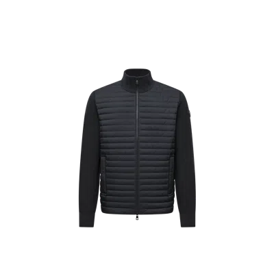 Moncler Cardigan Zippé Matelassé En Laine Et Cachemire In Black
