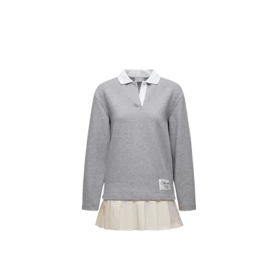 Moncler Long Sleeve Mixed Media Polo Dress