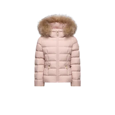 Moncler Doudoune À Capuche Bordée De Shearling Boedette In Pink