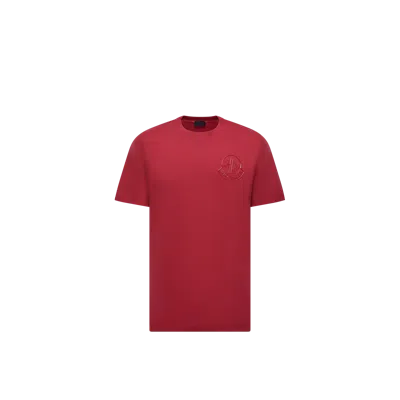Moncler T-shirt En Coton À Logo Tridimensionnel In Red