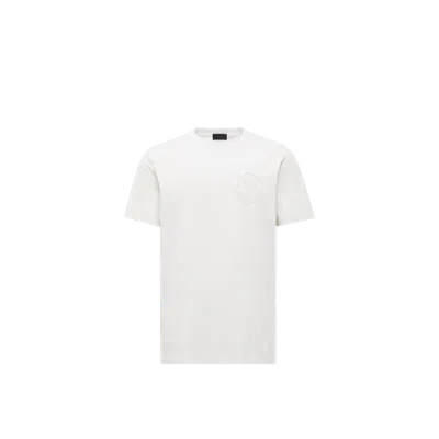 Moncler White Cotton T-shirt With Three-dimensional Logo In White