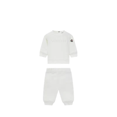 Moncler Ensemble De Survêtement En Coton À Logo Brodé In White