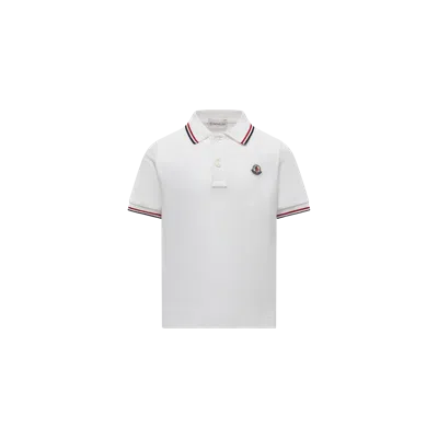 Moncler Tricolour-trimmed Cotton Piquet Polo Shirt, Boy, White, Size: 8y In White