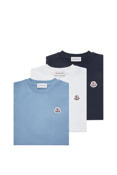 Moncler T-shirts En Coton À Logo (lot De 3) In Multi