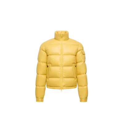 Moncler Levitha Hooded Short Down Jacket In Yellow